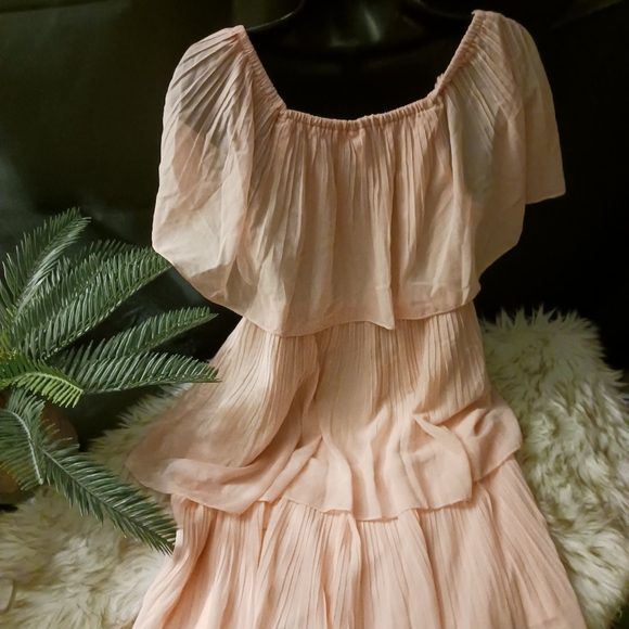 Pink Boho Off The Shoulder Dress (sz sm) - Picture 5 of 5